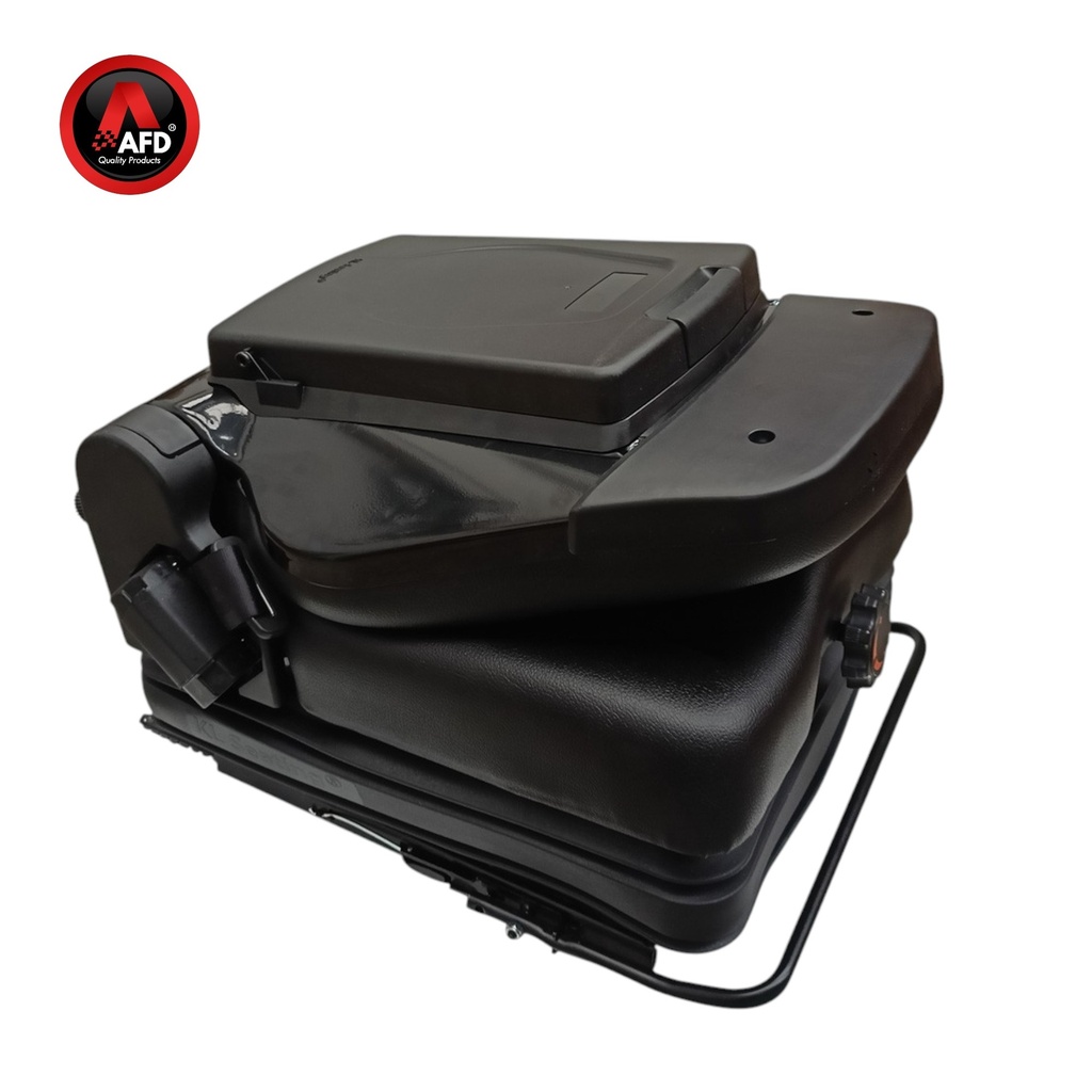 ASIENTO PVC NEGRO SUSPENSION MECANICA C/CINTURON SEGURIDAD P/ DOCUMENTOS AFDKL10