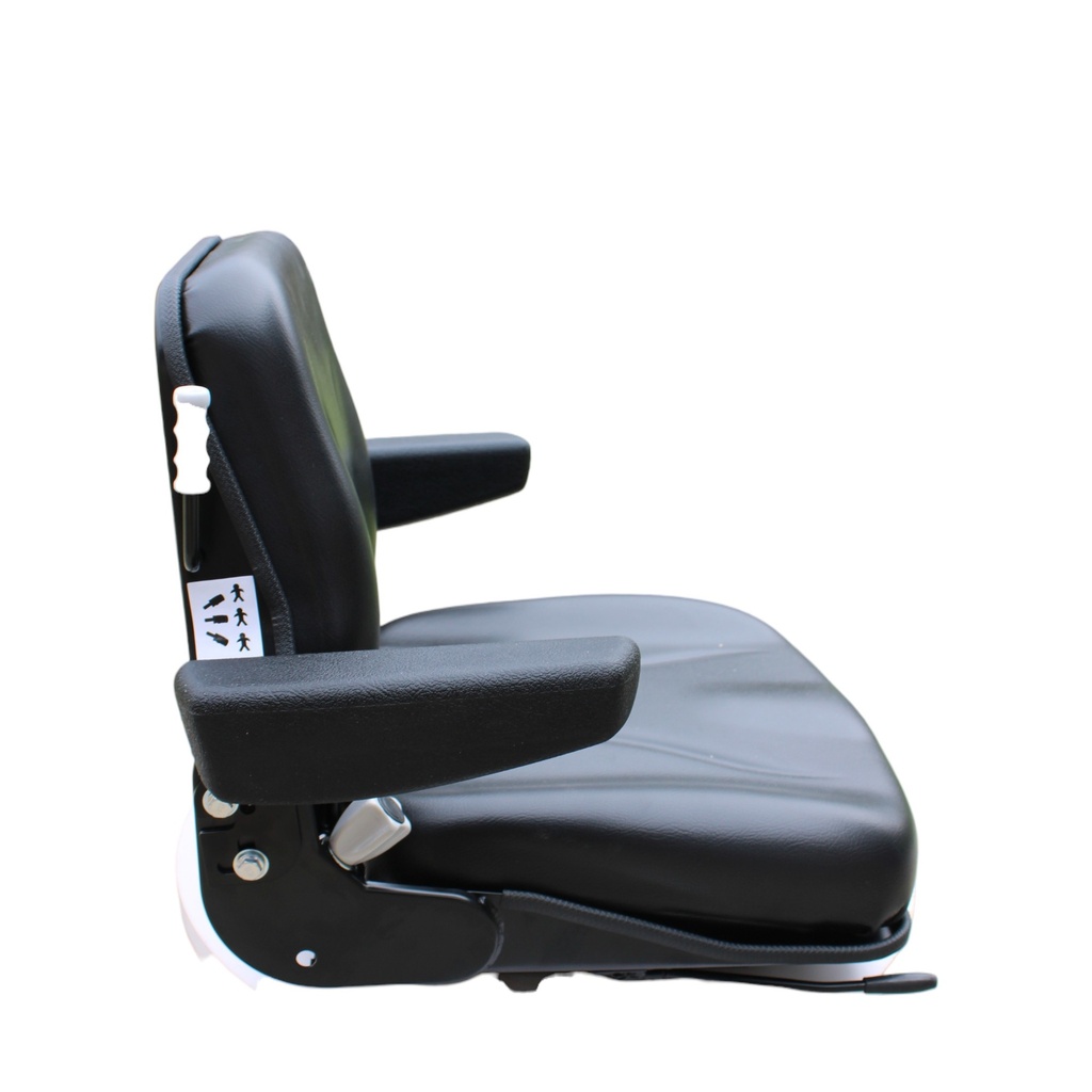 ASIENTO PVC NEGRO MONTACARGA C/REPOSA BRASO FIJO CINTURON  SEGURIDAD SENSOR  ASIENTO AFDYL01