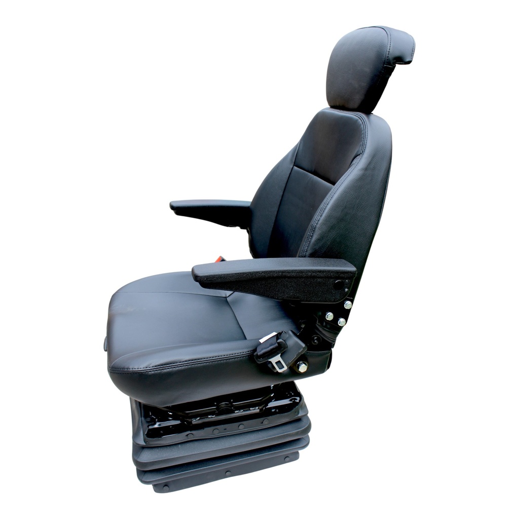 ASIENTO PVC  NEGRO  SUSP. MECANICA BASE GIRATORIA C/REPOSA CABEZA .BRAZO Y CINTURON SEGURIDAD RETRACTIL / AFDYS15-1
