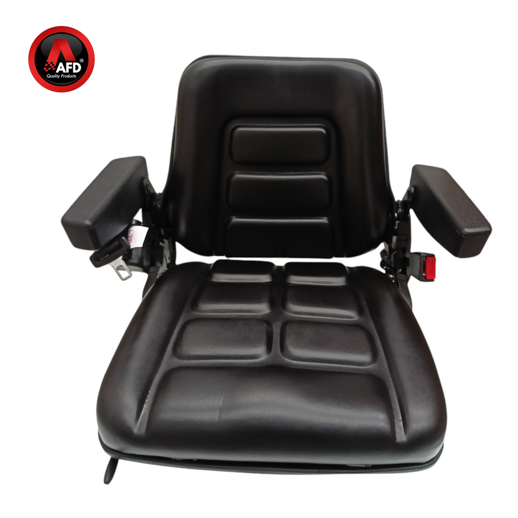 ASIENTO PVC NEGRO  RECLINABLE CINTURON SEGURIDAD C/APOYA BRAZO FIJO AFDYS02