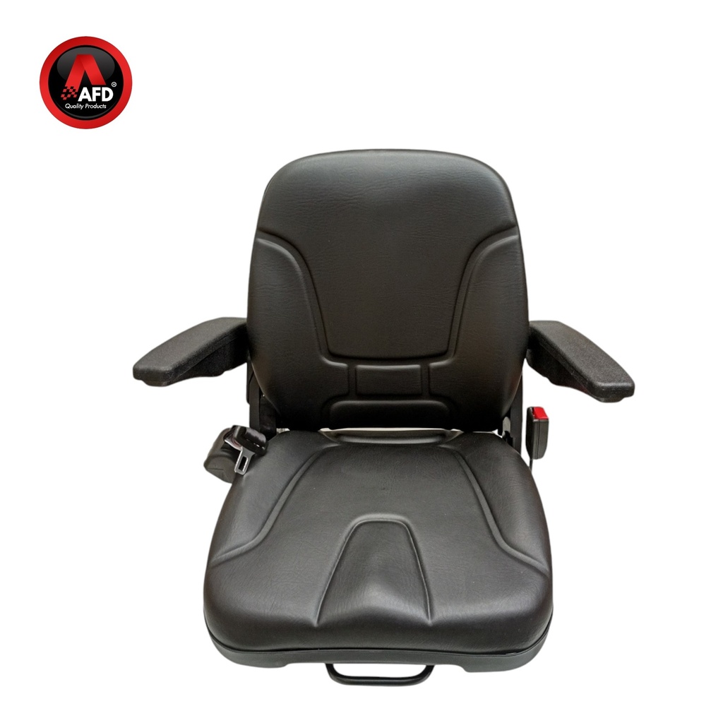 ASIENTO PVC NEGRO C/REPOSA BRAZO AJUSTABLE Y CINTURON SEGURIDAD RETRACTIL / AFDYY23