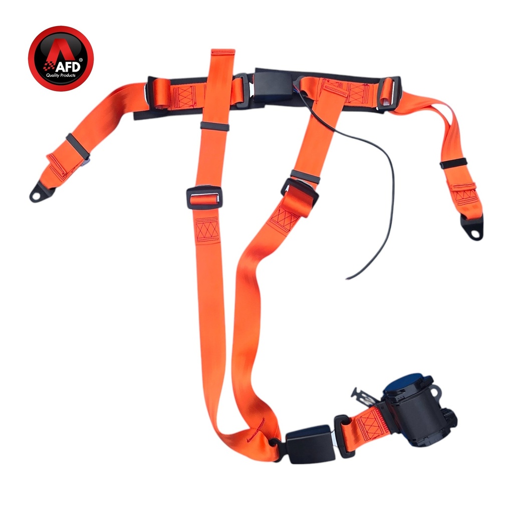 CINTURON SEGURIDAD RETRACTIL 3 PUNTAS CON SENSOR COLOR NARANJA AFDSE3006-1