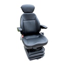 ASIENTO PVC  NEGRO  SUSP. MECANICA BASE GIRATORIA C/REPOSA CABEZA .BRAZO Y CINTURON SEGURIDAD RETRACTIL / AFDYS15-1