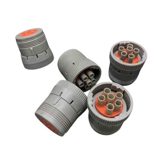 [HD16-6-12S] CONECTOR REDONDO 6 PINES MACHO TAMAÑO CABLE 10 - 14AWG   HD16-6-12S