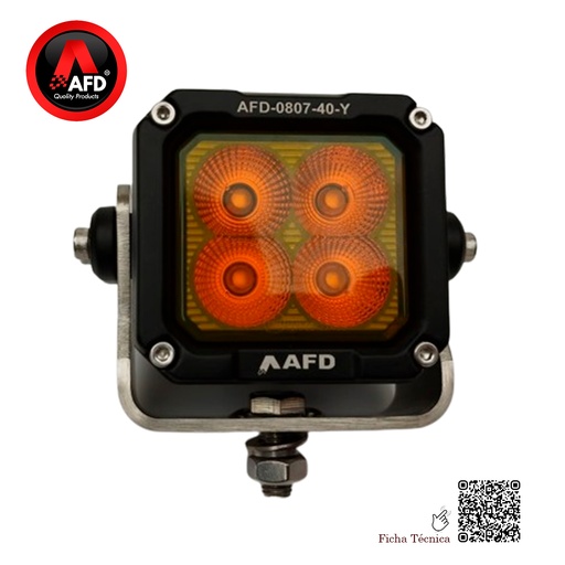 [AFD-0807-40-Y] FARO  TRABAJO 4 LED OSRAM 10W = 40W  AMBAR 9-32V DC IP69K 3400LM  AFD-0807-40-Y